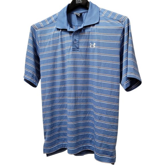 Under Armour Embroidered Logo Striped Polo Shirt Size Medium Excellent Condition - Picture 6 of 10